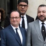 Mohammed VI avec Hollande et la fille d'André Azoulay, tête pensante du Makhzen. D. R.